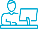 Technical support man on computer icon